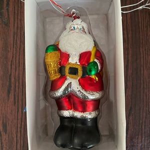 Vintage Dept 56 Mercury Glass Santa Ornament Large